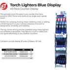 Torch Lighters - Blue Display (25ct Jet Flame Lighter, 12ct Large Tank Lighter, 12ct Lite Stick Torch)