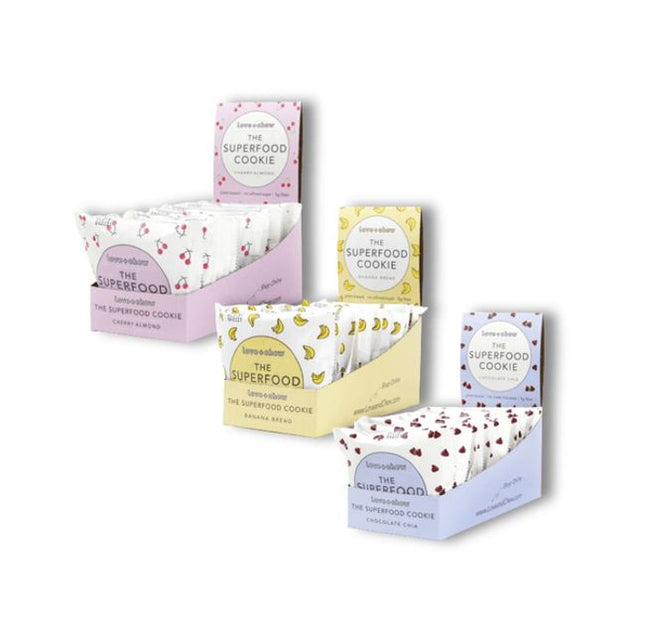 Love + Chew - 3 Flavor Retail Case - Banana Bread, Cherry Almond, Chocolate Chia (36 ct)
