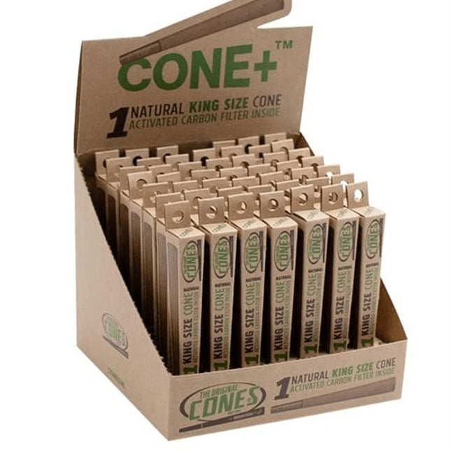 Cone+ Original King Size Bleached or Natural Unbleached (109mm) Singles with CTIP™ Carbon Filter